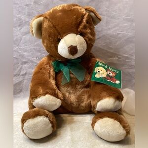Max & Harry Plush Brown Bear by Commonwealth 2003 with Tags Christmas Bow